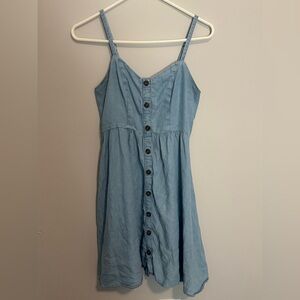 Old Navy Women’s Faux Denim Button Down Dress Size S Coastal Cowgirl Beachy Midi